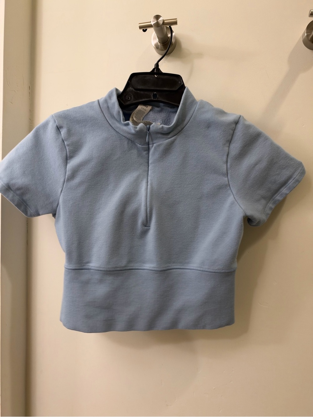 Light Blue Alo Short-Sleeve Mock Neck Top